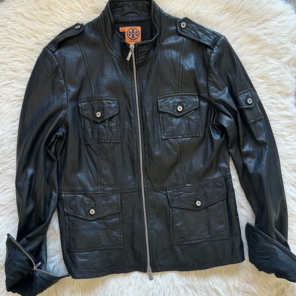 Tory Burch Black Leather Jacket size 12 - Picture 5 of 13